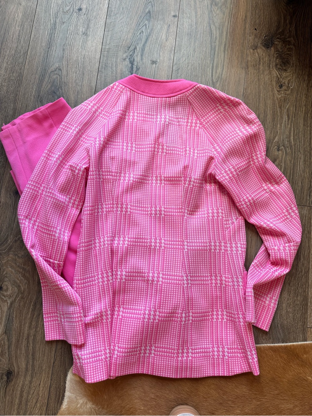 Vintage Halloween Barbie Pink Houndstooth Knit Cardigan jacket with pants - Picture 5 of 5